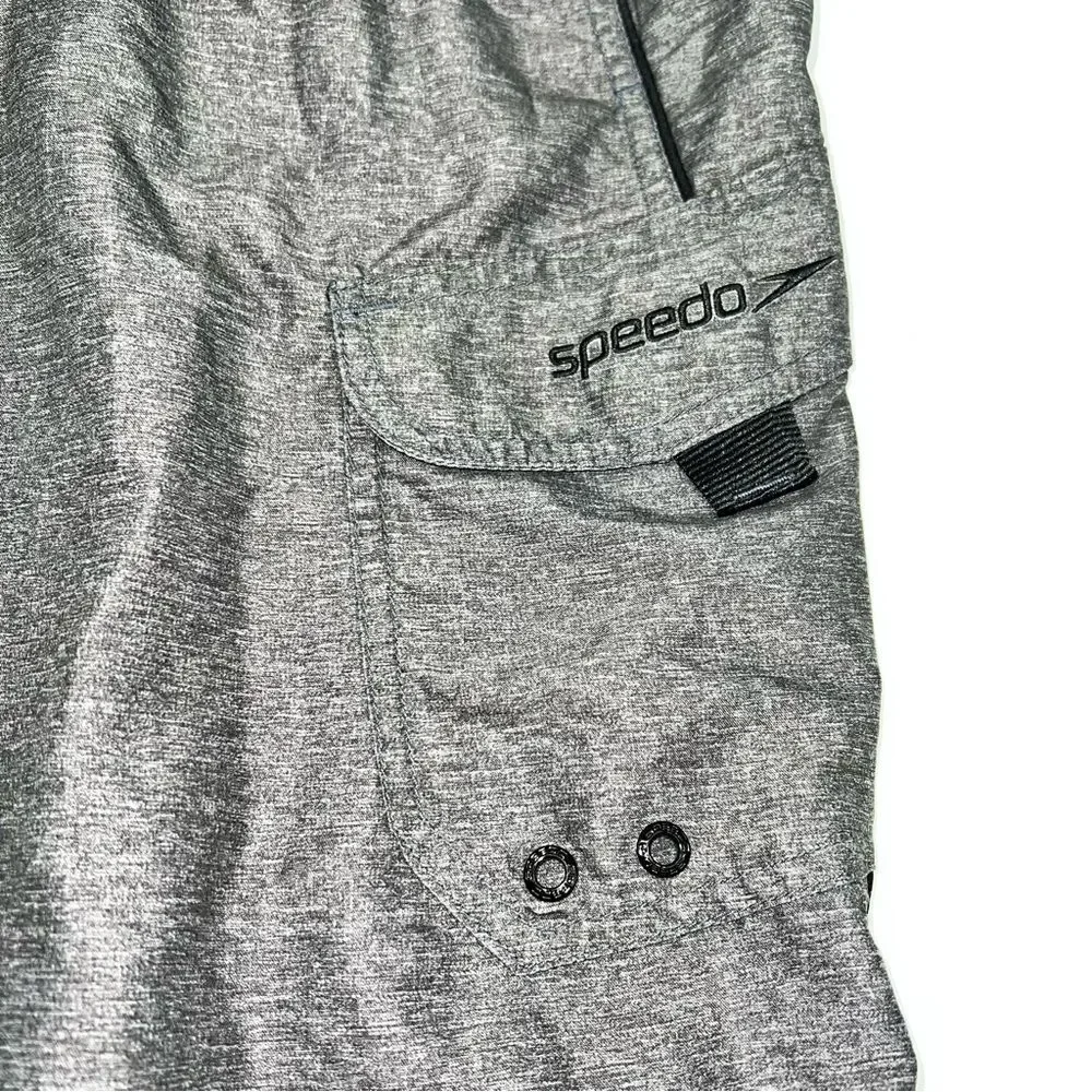Speedo Men's Gray and Black Swim Board Shorts-Size L